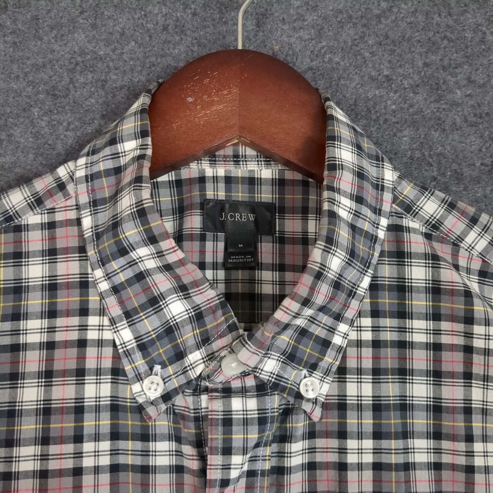J.Crew Mens Medium Plaid Button Down Shirt Black White Gray Long Sleeve Cotton - Picture 6 of 11